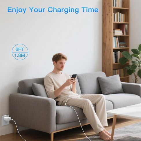 كتلة شاحن فائقة السرعة 45 وات، 2 حزمة شحن سريع من النوع C مع كابل شاحن USB C بطول 6 أقدام متوافق مع Samsung Galaxy S25 24 23 Ultra/+ /S22 Plus/S20، Tab S9/S8 Ultra، iPhone 17/16/15 in Kuwait