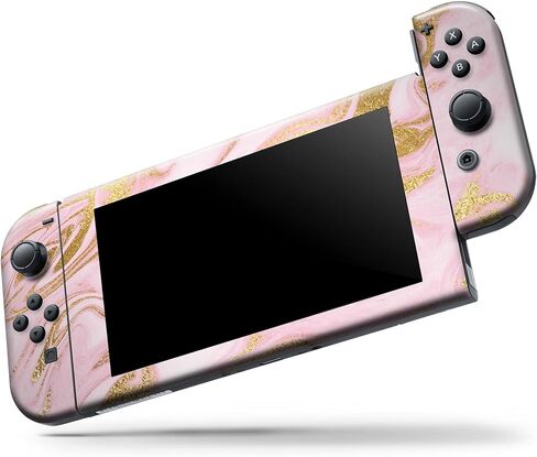 Design Skinz - Compatible with Nintendo DSi XL - Skin Decal Protective Scratch-Resistant Removable Vinyl Wrap Cover - Rose Pink Marble & Digital Gold Frosted Foil V11 in Saudi Arabia