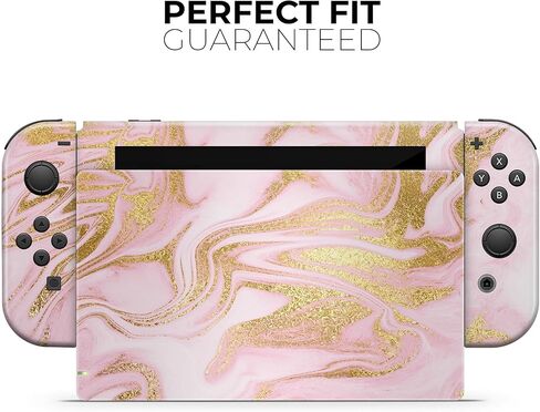 Design Skinz - Compatible with Nintendo DSi XL - Skin Decal Protective Scratch-Resistant Removable Vinyl Wrap Cover - Rose Pink Marble & Digital Gold Frosted Foil V11 in Saudi Arabia