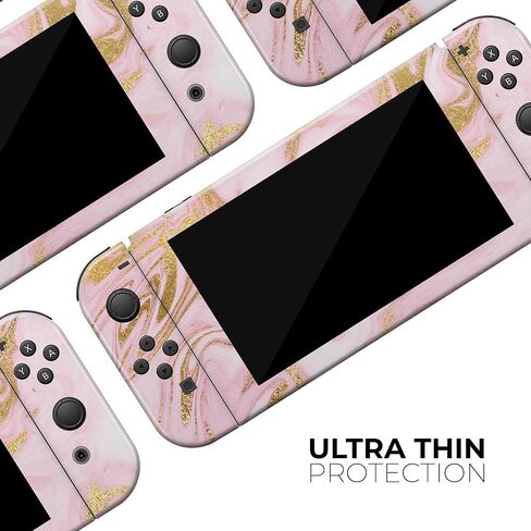 Design Skinz - Compatible with Nintendo DSi XL - Skin Decal Protective Scratch-Resistant Removable Vinyl Wrap Cover - Rose Pink Marble & Digital Gold Frosted Foil V11 in Saudi Arabia