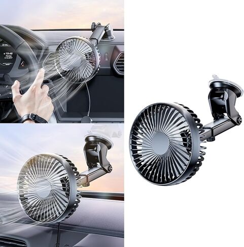 Car Suction Cup Fan USB Power Dashboard Windscreen Mount Cooling Interior Circulator 360 Degree Rotating Quiet Vehicle Fan in Saudi Arabia
