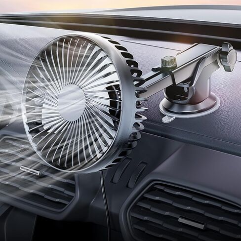 Car Suction Cup Fan USB Power Dashboard Windscreen Mount Cooling Interior Circulator 360 Degree Rotating Quiet Vehicle Fan in Saudi Arabia