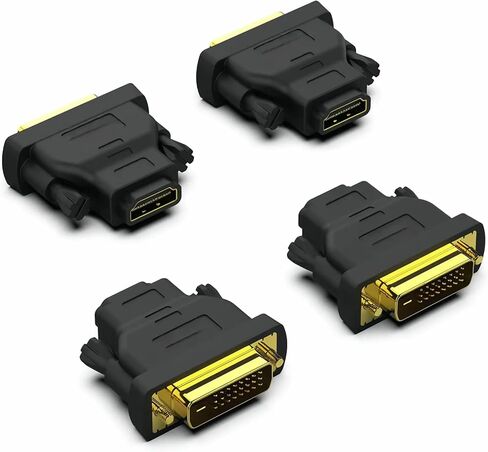 BENFEI DVI إلى HDMI، محول DVI-D ثنائي الاتجاه إلى HDMI ذكر إلى أنثى مع سلك مطلي بالذهب 4 عبوات in Saudi Arabia