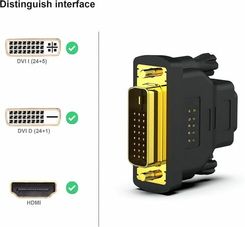 BENFEI DVI إلى HDMI، محول DVI-D ثنائي الاتجاه إلى HDMI ذكر إلى أنثى مع سلك مطلي بالذهب 4 عبوات in Saudi Arabia