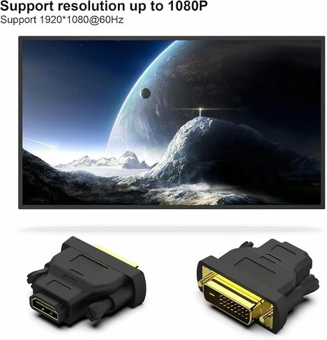 BENFEI DVI إلى HDMI، محول DVI-D ثنائي الاتجاه إلى HDMI ذكر إلى أنثى مع سلك مطلي بالذهب 4 عبوات in Saudi Arabia