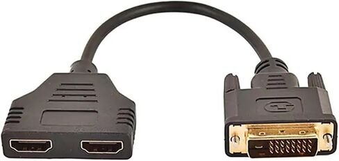 مطلي بالذهب DVI 24+1 ذكر إلى 2 * HDMI متوافق مع 19 دبوس أنثى محول HDMI كابل لتحويل DVI-D HDMI 1080P 23 سم (قطعتان) in Saudi Arabia