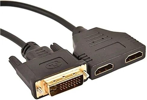 مطلي بالذهب DVI 24+1 ذكر إلى 2 * HDMI متوافق مع 19 دبوس أنثى محول HDMI كابل لتحويل DVI-D HDMI 1080P 23 سم (قطعتان) in Saudi Arabia