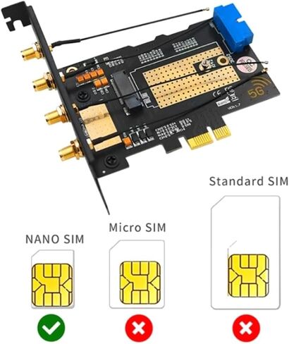 M.2 B Key USB3.0 & PCIe 5G Dual Bus 5G-WWAN بطاقة محول بطاقة محول سطح المكتب مع 4 فتحات SIM هوائيات in Saudi Arabia
