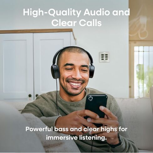 JVC USB-C سماعات رأس سلكية على الأذن مع ميكروفون - مريحة للارتداء طوال اليوم، مكالمات واضحة، صوت غني - قابلة للطي وخفيفة الوزن - كابل أحادي الجانب خالي من التشابك - رائعة للألعاب والعمل من المنزل in Kuwait