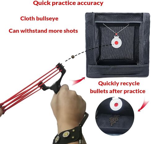 مجموعة صندوق صيد الهدف القابل للطي من Slingshot مع 2 Bullseye لممارسة لعبة الثيران التنافسية، وإعادة تدوير الذخيرة وسهولة حملها للصيد والرماية in Kuwait