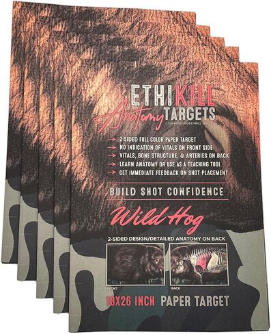 Hog Target 2-Sided Paper Range Targets (5pack) 18" x 26" for Archery & RifleHunters | Realistic Educational Anatomy Illustration by EthiKill… in Saudi Arabia