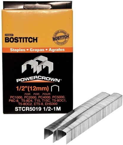 BOSTITCH Crown Staples, Heavy-Duty, 1/2-Inch x 7/16-Inch, 1000-Pack (STCR50191/2-1M) in Kuwait