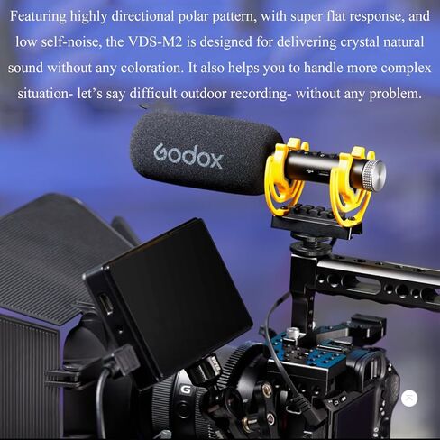 ميكروفون GODOX VDS-M2 Supercardioid Condenser Shotgun، واجهة إخراج 3.5 مم، مادة سبائك الألومنيوم، يعمل مع الكاميرا، DSLR، الكمبيوتر، الهاتف المحمول in Saudi Arabia