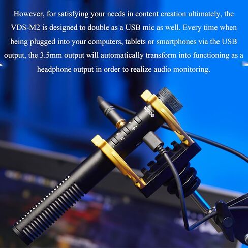 ميكروفون GODOX VDS-M2 Supercardioid Condenser Shotgun، واجهة إخراج 3.5 مم، مادة سبائك الألومنيوم، يعمل مع الكاميرا، DSLR، الكمبيوتر، الهاتف المحمول in Saudi Arabia