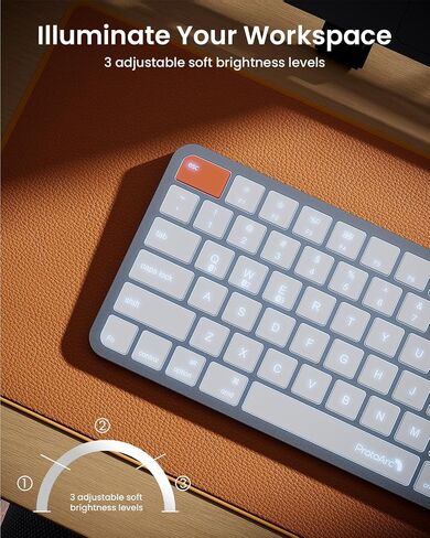 ProtoArc Backlit Compact Wireless Keyboard for Mac, K90-A Bluetooth Keyboard, Multi-Device, Low Profile, Fluid Quiet Typing, Rechargeable, Compatible with MacBook Pro/Air, iPad - Space Gray in Saudi Arabia