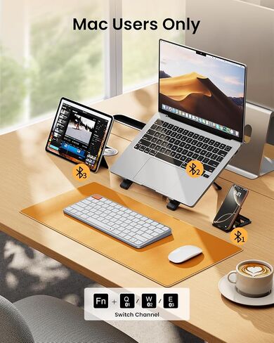 ProtoArc Backlit Compact Wireless Keyboard for Mac, K90-A Bluetooth Keyboard, Multi-Device, Low Profile, Fluid Quiet Typing, Rechargeable, Compatible with MacBook Pro/Air, iPad - Space Gray in Saudi Arabia