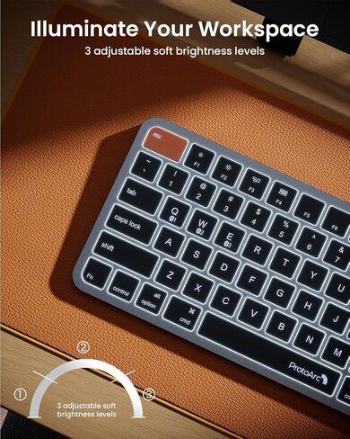 ProtoArc Backlit Compact Wireless Keyboard for Mac, K90-A Bluetooth Keyboard, Multi-Device, Low Profile, Fluid Quiet Typing, Rechargeable, Compatible with MacBook Pro/Air, iPad - Space Gray in Saudi Arabia