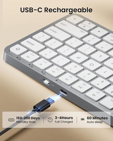 ProtoArc Backlit Compact Wireless Keyboard for Mac, K90-A Bluetooth Keyboard, Multi-Device, Low Profile, Fluid Quiet Typing, Rechargeable, Compatible with MacBook Pro/Air, iPad - Space Gray in Saudi Arabia