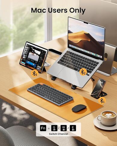 ProtoArc Backlit Compact Wireless Keyboard for Mac, K90-A Bluetooth Keyboard, Multi-Device, Low Profile, Fluid Quiet Typing, Rechargeable, Compatible with MacBook Pro/Air, iPad - Space Gray in Saudi Arabia