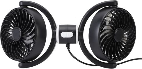 Walfront Dual Head Car Fan, 360 Degree Rotatable USB Cooling Fan for Backseat, Strong Airflow for SUVs, Trucks and Sedans in Kuwait