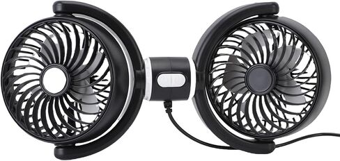 Walfront Dual Head Car Fan, 360 Degree Rotatable USB Cooling Fan for Backseat, Strong Airflow for SUVs, Trucks and Sedans in Kuwait