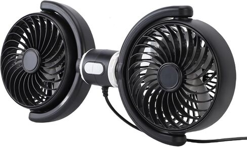 Walfront Dual Head Car Fan, 360 Degree Rotatable USB Cooling Fan for Backseat, Strong Airflow for SUVs, Trucks and Sedans in Kuwait