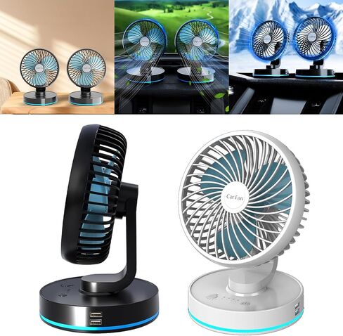 مروحة سيارة USB التوصيل التبريد لسيارات الدفع الرباعي المنزل مراوح قابلة للطي للتدوير مع ضوء LED سيارة الرياح القوية in Kuwait