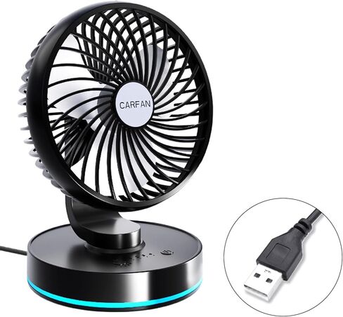مروحة سيارة USB التوصيل التبريد لسيارات الدفع الرباعي المنزل مراوح قابلة للطي للتدوير مع ضوء LED سيارة الرياح القوية in Kuwait