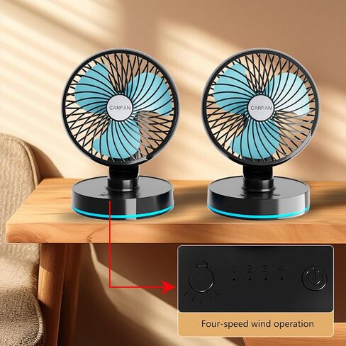 مروحة سيارة USB التوصيل التبريد لسيارات الدفع الرباعي المنزل مراوح قابلة للطي للتدوير مع ضوء LED سيارة الرياح القوية in Kuwait