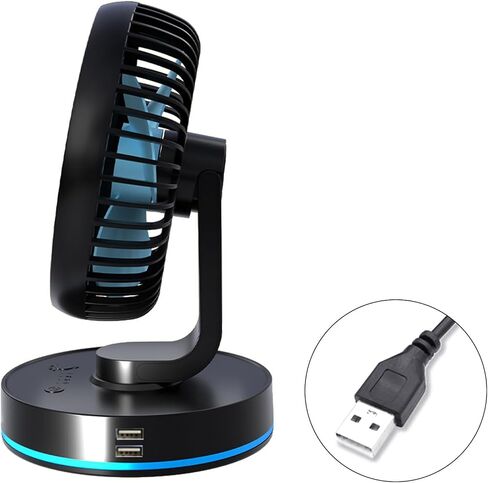 مروحة سيارة USB التوصيل التبريد لسيارات الدفع الرباعي المنزل مراوح قابلة للطي للتدوير مع ضوء LED سيارة الرياح القوية in Kuwait