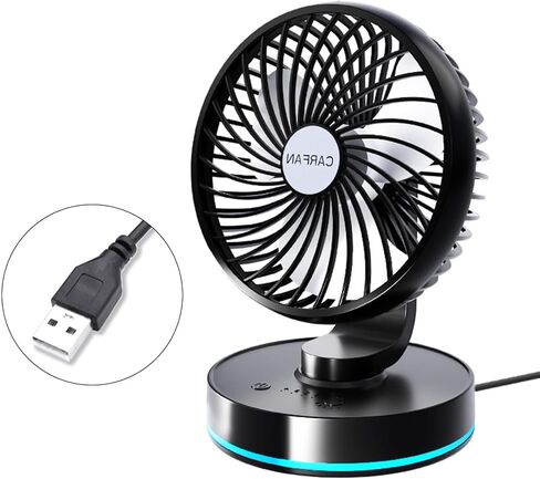 مروحة سيارة USB التوصيل التبريد لسيارات الدفع الرباعي المنزل مراوح قابلة للطي للتدوير مع ضوء LED سيارة الرياح القوية in Kuwait