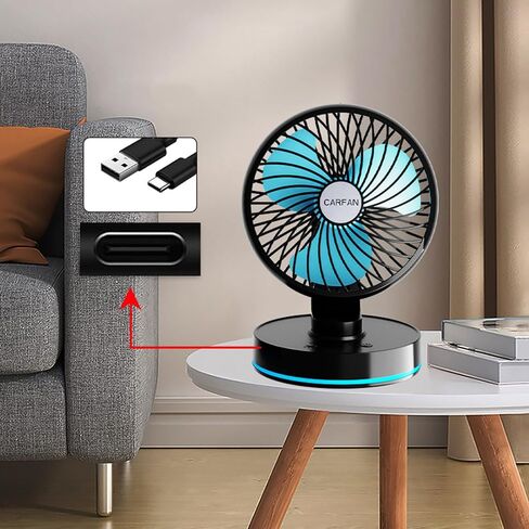 مروحة سيارة USB التوصيل التبريد لسيارات الدفع الرباعي المنزل مراوح قابلة للطي للتدوير مع ضوء LED سيارة الرياح القوية in Kuwait