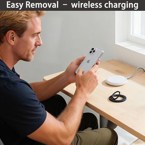 حامل مقبض هاتف مغناطيسي لهواتف iPhone بمقبض هاتف Magsafe مع مسند حلقة هاتف مغناطيسي، حامل هاتف قابل للتعديل 360 درجة لليد وقبضة حامل حلقة الهاتف لمقاطع الفيديو والسفر والعمل، أسود in Saudi Arabia