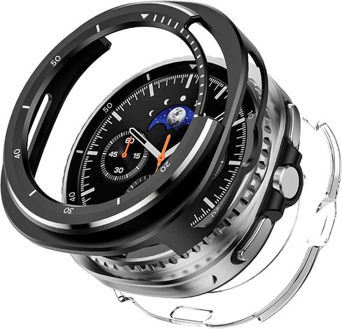 for Samsung Galaxy Watch 8 46mm Cover,Metal Protective Case Compatible with Samsung Galaxy Watch 8 Classic (2025) 46mm Case,Utra-Thin Durable Metal Samsung Watch Case with Back Frame (Black) in Kuwait