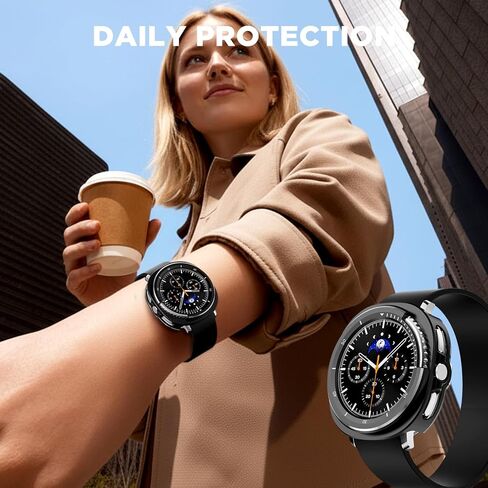 for Samsung Galaxy Watch 8 46mm Cover,Metal Protective Case Compatible with Samsung Galaxy Watch 8 Classic (2025) 46mm Case,Utra-Thin Durable Metal Samsung Watch Case with Back Frame (Black) in Kuwait