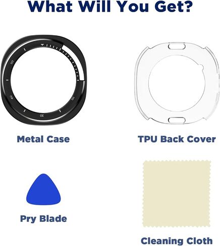 for Samsung Galaxy Watch 8 46mm Cover,Metal Protective Case Compatible with Samsung Galaxy Watch 8 Classic (2025) 46mm Case,Utra-Thin Durable Metal Samsung Watch Case with Back Frame (Black) in Kuwait