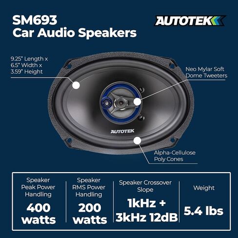 Hifonics Autotek Street Machine 6.5 بوصة 3 اتجاهات صوت السيارة مكبرات صوت عالمية محورية، و6 × 9 بوصة 3 اتجاهات صوت السيارة مكبرات صوت عالمية محورية، زوجان in Saudi Arabia