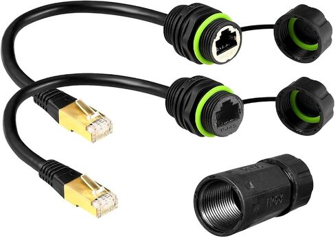 MUSM 1PC RJ45 8p8c Waterproof Connector, RJ45 Male to Female, Panel Mount Type,zinc Alloy Body+PA66 Plastic+Copper Contact 250mm(YPM20-RJ45-C01) in Saudi Arabia