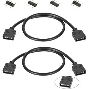 6 قطع تمديد كابل ARGB، 11.8 بوصة 5 فولت 3 دبابيس، مقسم أنثى إلى أنثى لتمديد مراوح الكمبيوتر الشخصي أو مراوح سلسلة LED in Kuwait