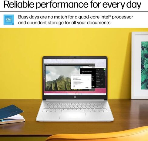 كمبيوتر محمول HP 14 بوصة للطلاب والأعمال - معالج Intel 4-Core، ذاكرة الوصول العشوائي 16 جيجابايت، 128 جيجابايت UFS وبطاقة SD 256 جيجابايت، Ai Copilot، مكتب 365 لمدة عام، Win 11 Pro، طوال اليوم (أخضر) in Kuwait