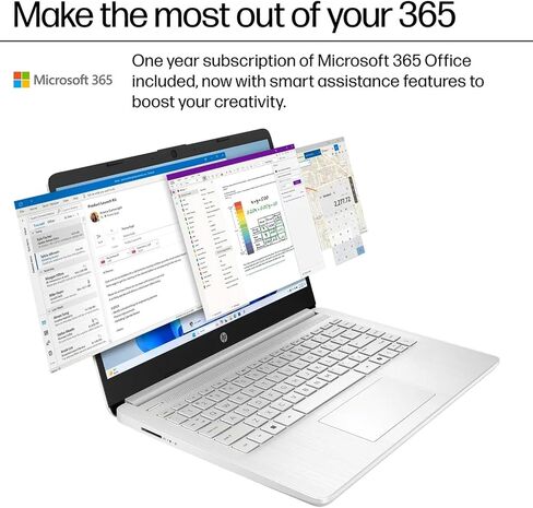 كمبيوتر محمول HP 14 بوصة للطلاب والأعمال - معالج Intel 4-Core، ذاكرة الوصول العشوائي 16 جيجابايت، 128 جيجابايت UFS وبطاقة SD 256 جيجابايت، Ai Copilot، مكتب 365 لمدة عام، Win 11 Pro، طوال اليوم (أخضر) in Kuwait