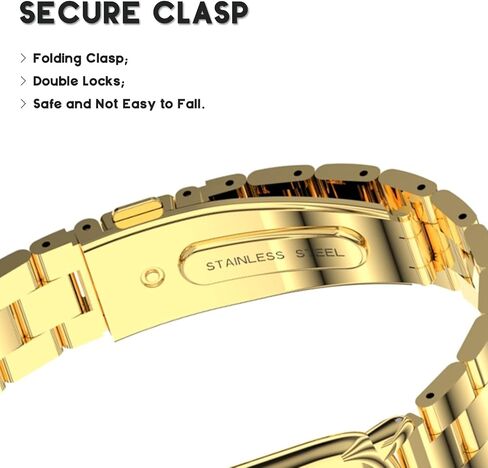 سوار معدني متوافق مع Fitbit Luxe/Luxe SE، تصميم إطار واقٍ من الفولاذ المقاوم للصدأ، سوار معدني بديل لسوار المعصم Fitbit Luxe للياقة البدنية والعافية للرجال والنساء (ذهبي) in Saudi Arabia