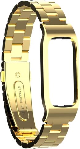 سوار معدني متوافق مع Fitbit Luxe/Luxe SE، تصميم إطار واقٍ من الفولاذ المقاوم للصدأ، سوار معدني بديل لسوار المعصم Fitbit Luxe للياقة البدنية والعافية للرجال والنساء (ذهبي) in Saudi Arabia
