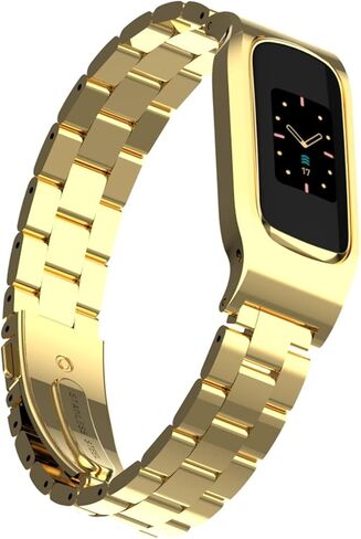سوار معدني متوافق مع Fitbit Luxe/Luxe SE، تصميم إطار واقٍ من الفولاذ المقاوم للصدأ، سوار معدني بديل لسوار المعصم Fitbit Luxe للياقة البدنية والعافية للرجال والنساء (ذهبي) in Saudi Arabia