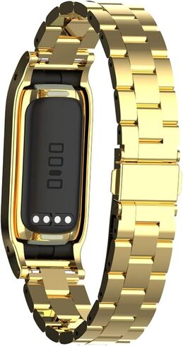 سوار معدني متوافق مع Fitbit Luxe/Luxe SE، تصميم إطار واقٍ من الفولاذ المقاوم للصدأ، سوار معدني بديل لسوار المعصم Fitbit Luxe للياقة البدنية والعافية للرجال والنساء (ذهبي) in Saudi Arabia