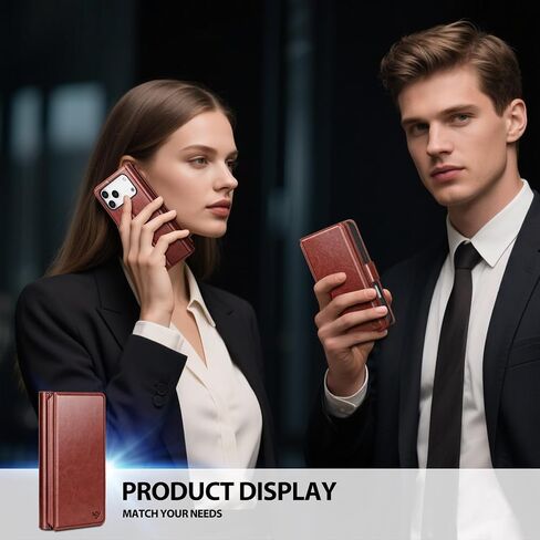 متوافق مع محفظة iPhone 17 Pro Max مع حامل بطاقة [7 فتحات للبطاقات] للنساء والرجال، جراب هاتف من جلد البولي يوريثان الفاخر بحجب RFID وغطاء حماية قابل للطي ومسند فتحة لبطاقة الائتمان، بني in Kuwait