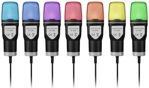 Condenser Computer Mic, RGB Light Streaming Podcast Studio Microphone with Tripod Stand, Metal USB Gaming Mic for Recording, Vocals in Saudi Arabia
