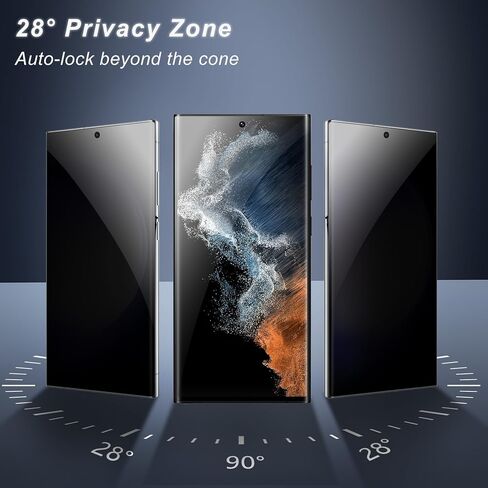 عبوتان من واقي شاشة الخصوصية الفائق لهاتف Samsung Galaxy S22 - فيلم سيراميك، واقي كاميرا من قطعتين، مضاد للتجسس، يدعم التعرف على بصمات الأصابع، شفاء ذاتي للخدش، واقي شاشة عالي الدقة in Saudi Arabia
