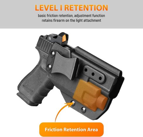 حافظة تحمل الضوء IWB Kydex لجهاز Glock 19 Gen5 مع Streamlight TLR-8، حامل مستوى الاحتفاظ بالاحتكاك I، قطع بصري مناسب للنقطة الحمراء، أسود in Kuwait
