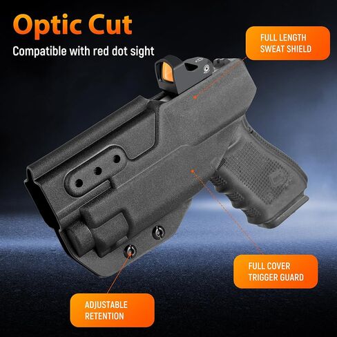 حافظة تحمل الضوء IWB Kydex لجهاز Glock 19 Gen5 مع Streamlight TLR-8، حامل مستوى الاحتفاظ بالاحتكاك I، قطع بصري مناسب للنقطة الحمراء، أسود in Kuwait